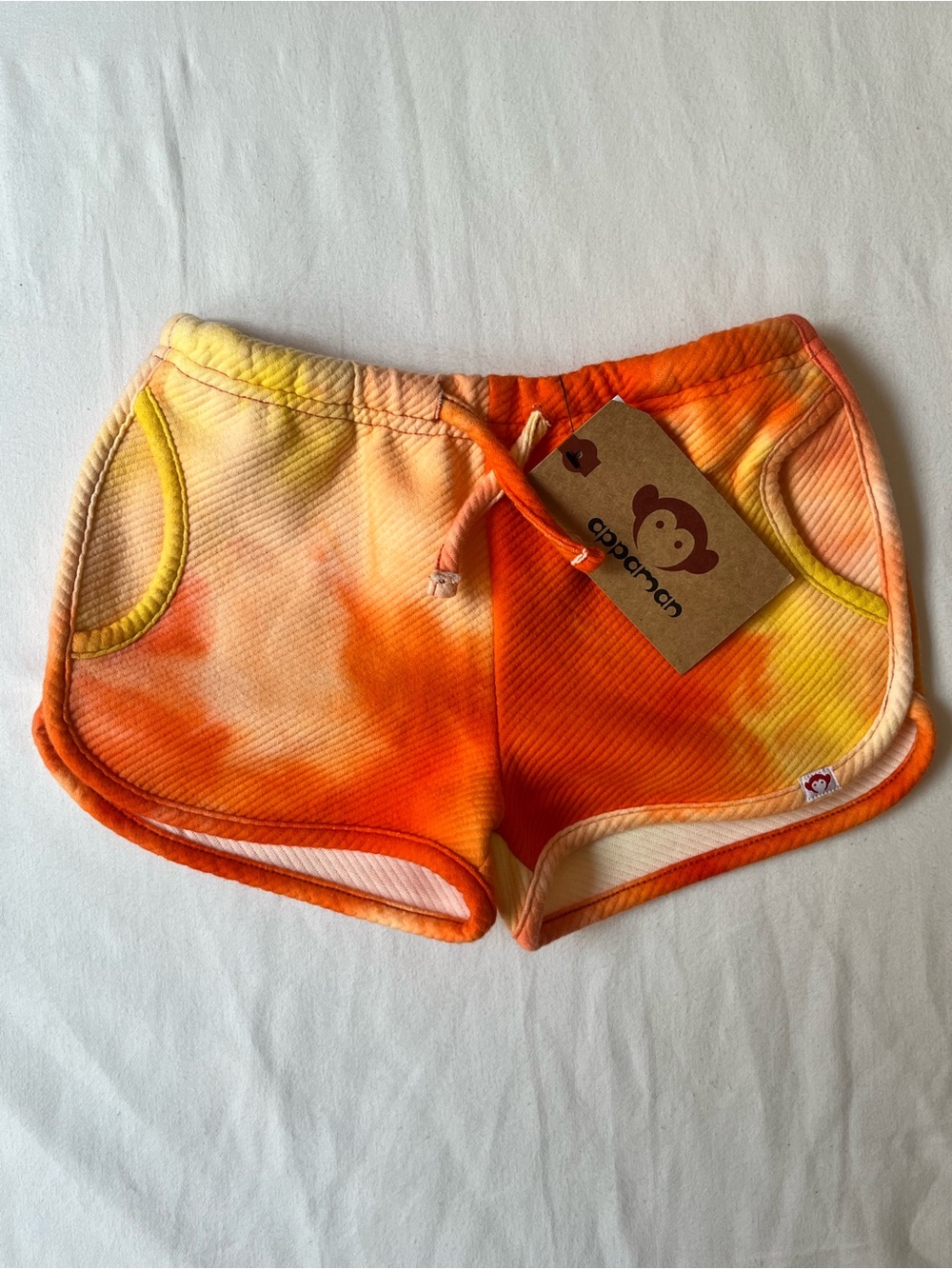 Appaman Sierra Sunray Kids' Tie-Dye Orange & Yellow Drawstring Shorts Size 5